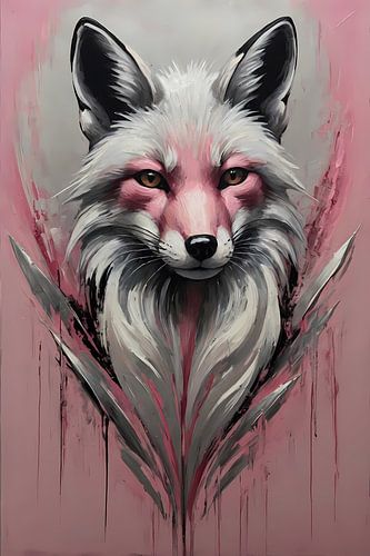 Abstracte vos in roze en zilver