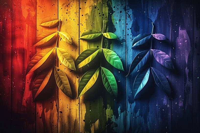 Abstrakte Herbstblätter auf Holz von Art & Soul Creations