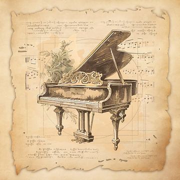 Vintage pianokunst voor pianospelers, pianist van SergeivoArt