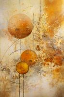Peinture abstraite aux formes rondes dans des tons terre, minimalisme