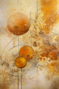 Abstract painting with round shapes in earth tones, minimalism