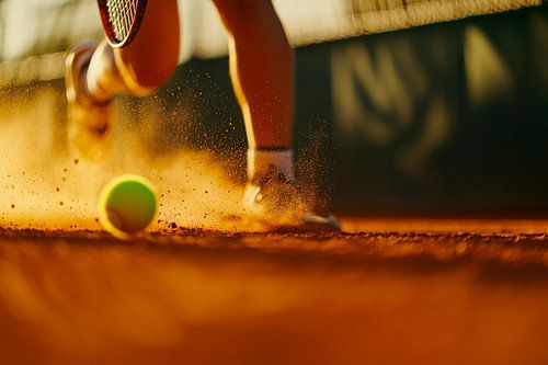 Joueurs de tennis en action sur la terre battue