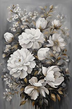 Pracht Passie Wit Roos Bloemen Schilderij van ComfortQ