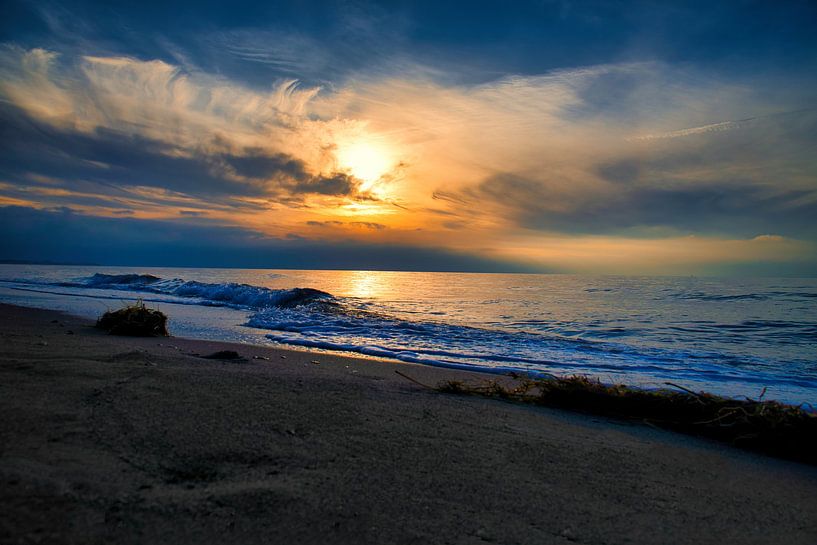 Sunset on the beach at Zingst, romantic by Martin Köbsch