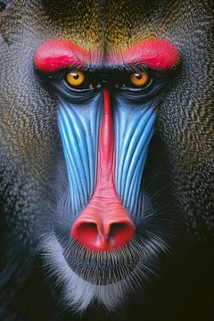 Colourful head of a mandrill by Poster Art Shop