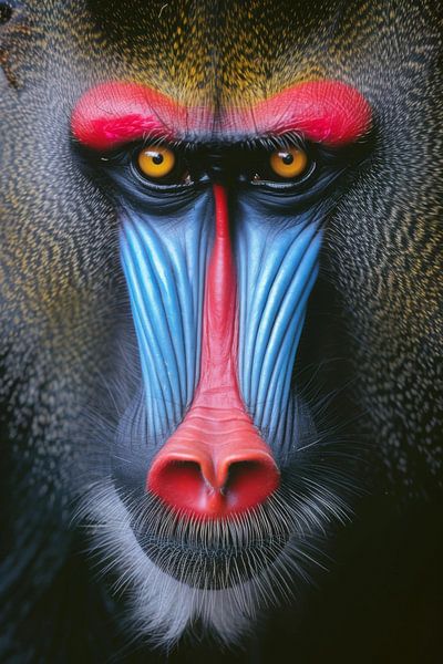 Colourful head of a mandrill by Poster Art Shop