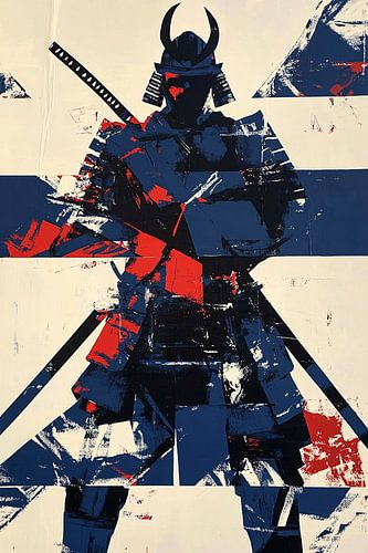 Peinture abstraite dynamique de samouraïs