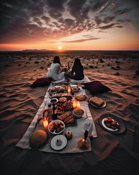 Picknick in de woestijn van fernlichtsicht