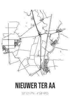 Nieuwer Ter Aa (Utrecht) | Landkaart | Zwart-wit van MijnStadsPoster