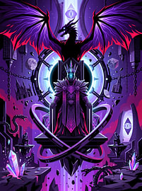 Shadow King Dragon Throne Dark Fantasy Sci-Fi Graphic Illustration by The Deeper Way