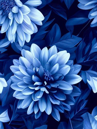 Blaue Delfter Chrysanthemen
