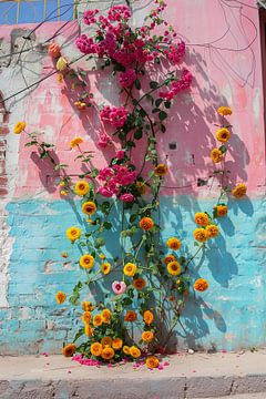 bloemen tegen de muur van Egon Zitter