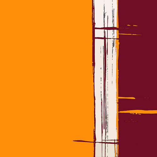 kleurvelden: donkerrood, beige, oranje
