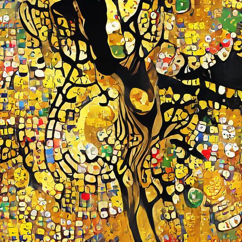 Map of Amsterdam in the style of Gustav Klimt