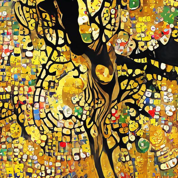 Kaart van Amsterdam in de stijl van Gustav Klimt van Maps Are Art