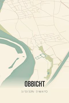 Vintage landkaart van Obbicht (Limburg) van MijnStadsPoster