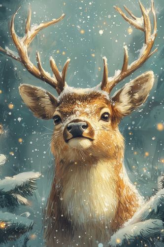 Winter Tranquillity - Deer in Snowy Forest