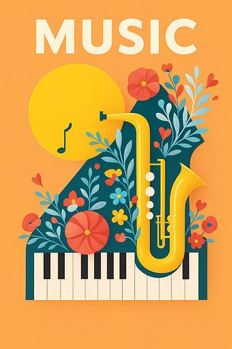 illustratie muziekposter, conceptueel, hedendaags decoratief s
