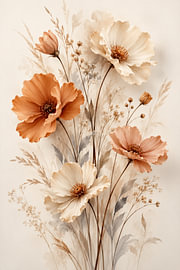 Verträumte Blumen in warmen Pastelltönen von Rick van de Kraats