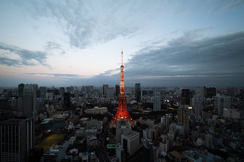 View of Tokyo Tower from Azabudai Hills, Tokyo, Japan