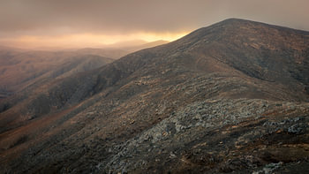 A rugged mountain panorama at sunrise