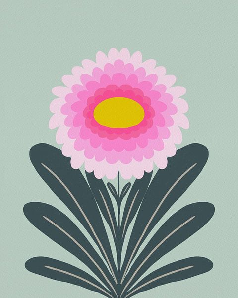 Dahlia mignon - Rose et vert par Angela Minca