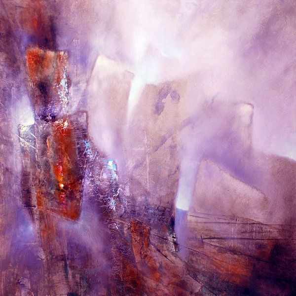 Composition abstraite : violet, rose et terre de Sienne par Annette Schmucker