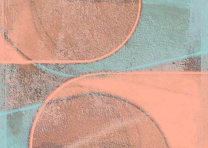 Luminous Mid Century Bauhaus Shapes Peach by FRESH Fine Art