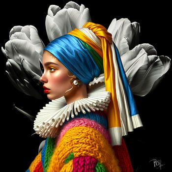 La fille moderne avec une boucle d'oreille en perle VII Johannes Vermeer 