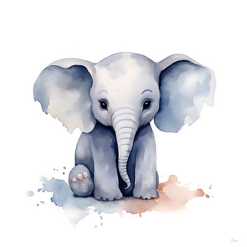 Olifantje in waterverf