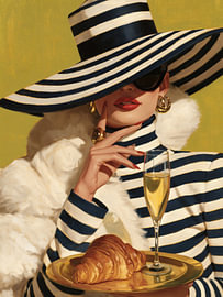 Champagner, Croissant und Streifen