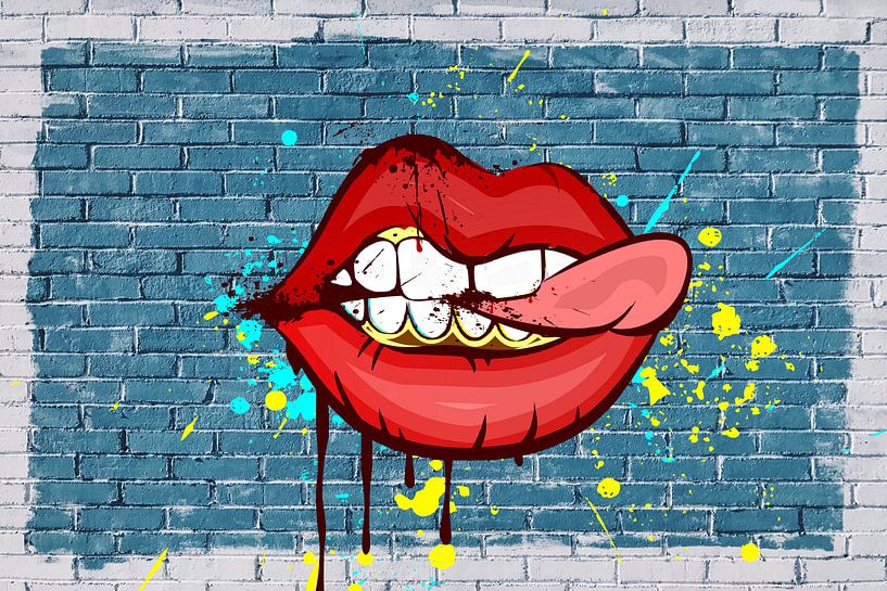 Lippen an der blauen Wand von didier de borle