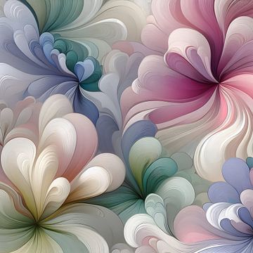 voorjaarsbloemen pastel abstract van Jessica Berendsen