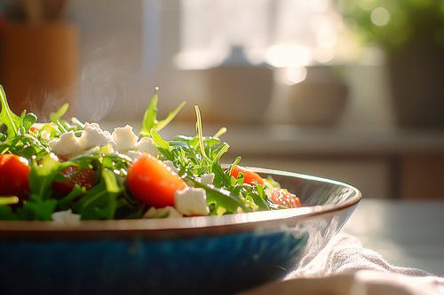 Frisse salade met tomaat en feta