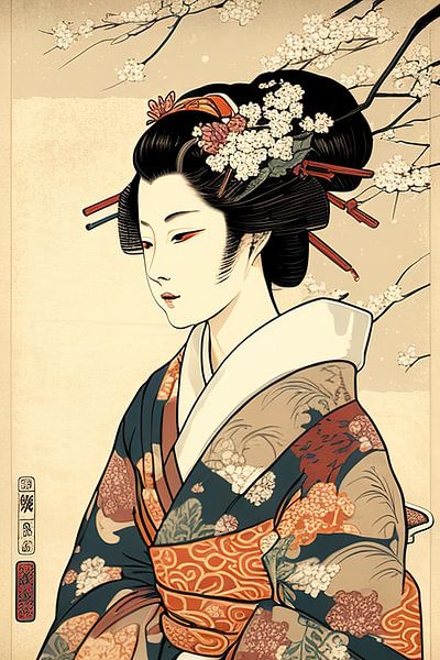 Geisha enchantée, harmonie de la beauté par Peter Balan
