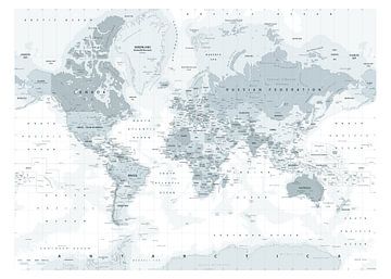 Decorative World Map in shades of grey by Emma Kersbergen