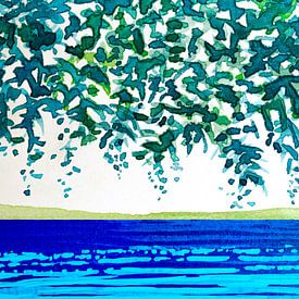 Longing for the Mediterranean coast | Watercolour painting by WatercolorWall