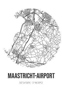 Maastricht-Airport (Limburg) | Landkaart | Zwart-wit van MijnStadsPoster