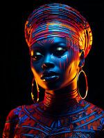 Afrikaanse vrouw met Neon verlichte tinten