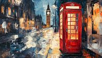 Red phone box and big ben at night abstract panorama by TheXclusive Art thumbnail