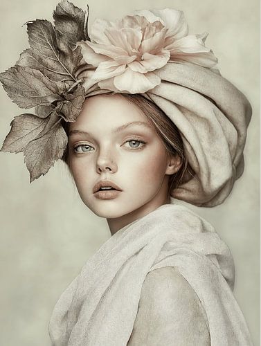 Dromerig portret met bloemen