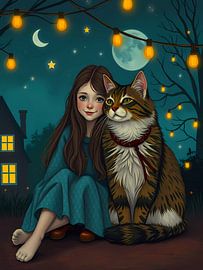 Fille avec un chat sur haroulita