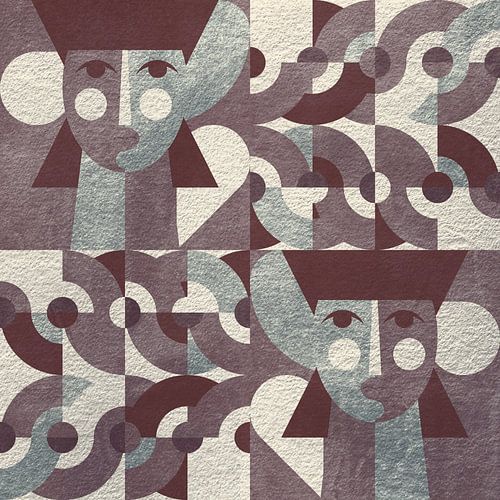 Vrouwen in taupe en zilver. Modern geometrisch kunstwerk.