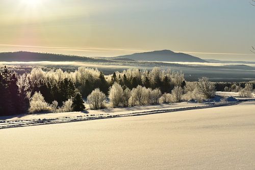 Een zonsopgang op een koude ochtend in februari