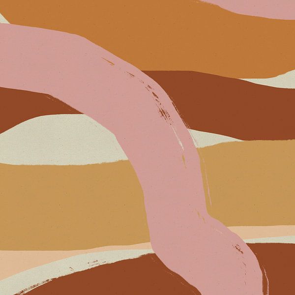 Abstract lines in yellow, pink, terra by Dina Dankers