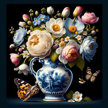 Koninklijke Flora in Delfts Blauwe Vaas van Mike