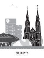 Skyline illustration city Eindhoven black-white-grey