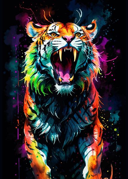 Tijger aquarel neon van MIROKKU