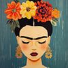 Relaxed Frida mit Blumen von Frank Daske | Foto & Design