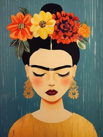 Relaxed Frida mit Blumen von Frank Daske | Foto & Design